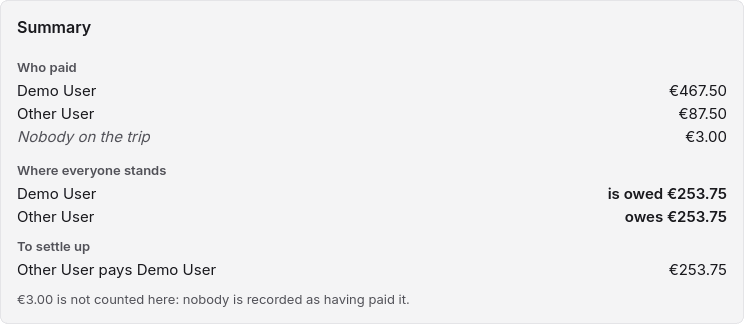 The balances summary