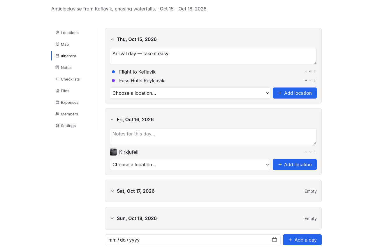 The itinerary