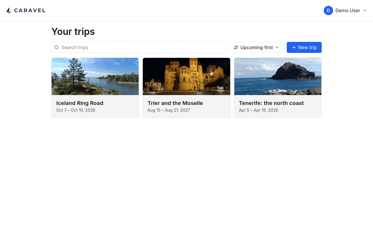 The trips list